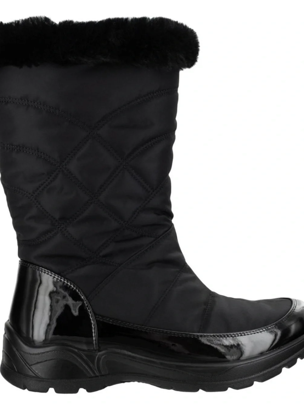 BRAND NEW Easy Dry by Easy Street Black Quilted Faux Fur Winter Boots Size 7